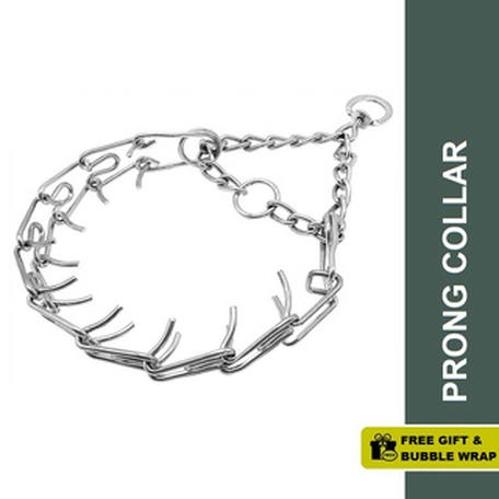 Dog Chrome Plated Prong Collar with Swivel Prong Choke Chain Collar Adjustable Training Guardian Gear