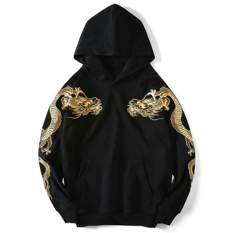 Double Flying Dragons Embroidery Hoodie