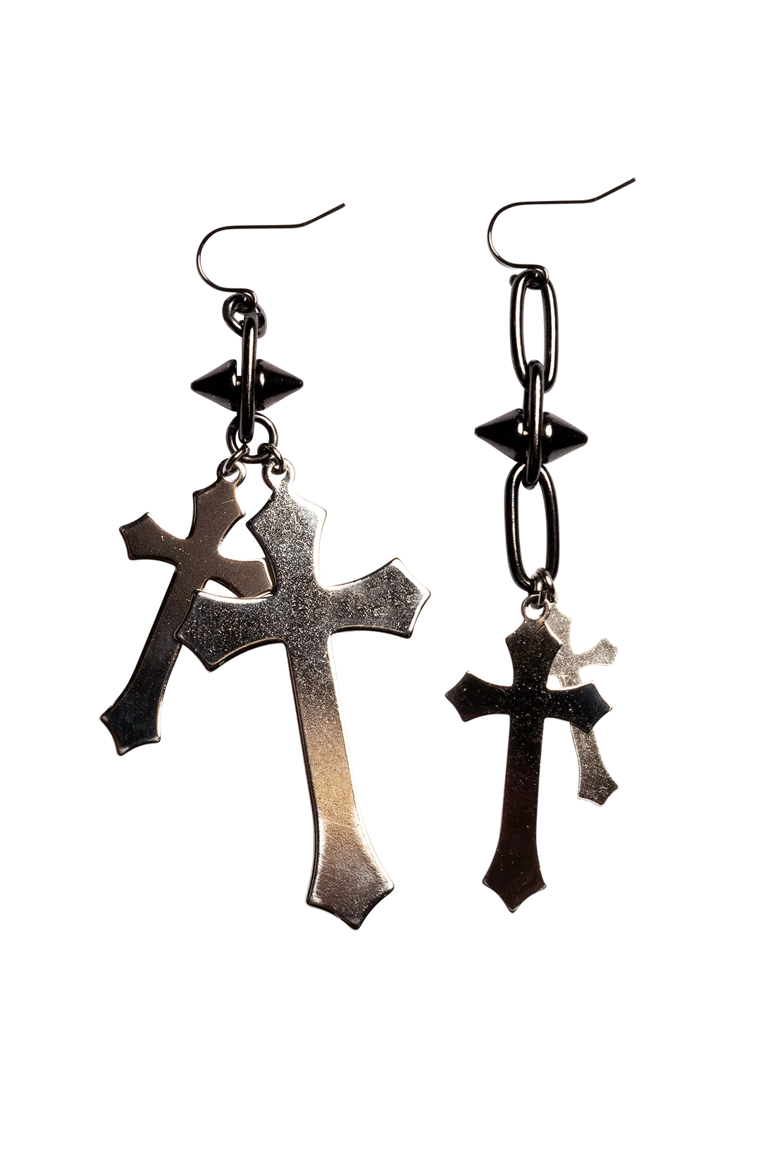 BLACK & SILVER DOUBLE CROSSED EARRINGS