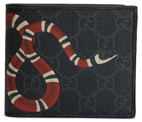 Gucci Kingsnake Wallet GG Supreme (8 Card Slots) Black