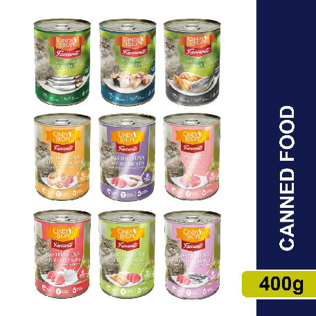 Cindy's Recipe Favourite Can Wet Food 400g (Tuna, Sardines, Mackerel, Chicken, Crab)