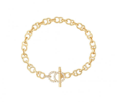CELESTE chain bracelet with a pave set clasp in yellow gold