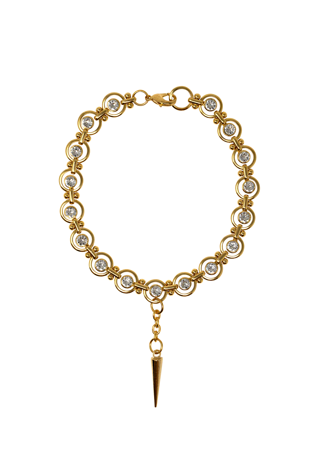 GOLD SPIKE NECKLACE WITH SWAROVSKI CRYSTAL