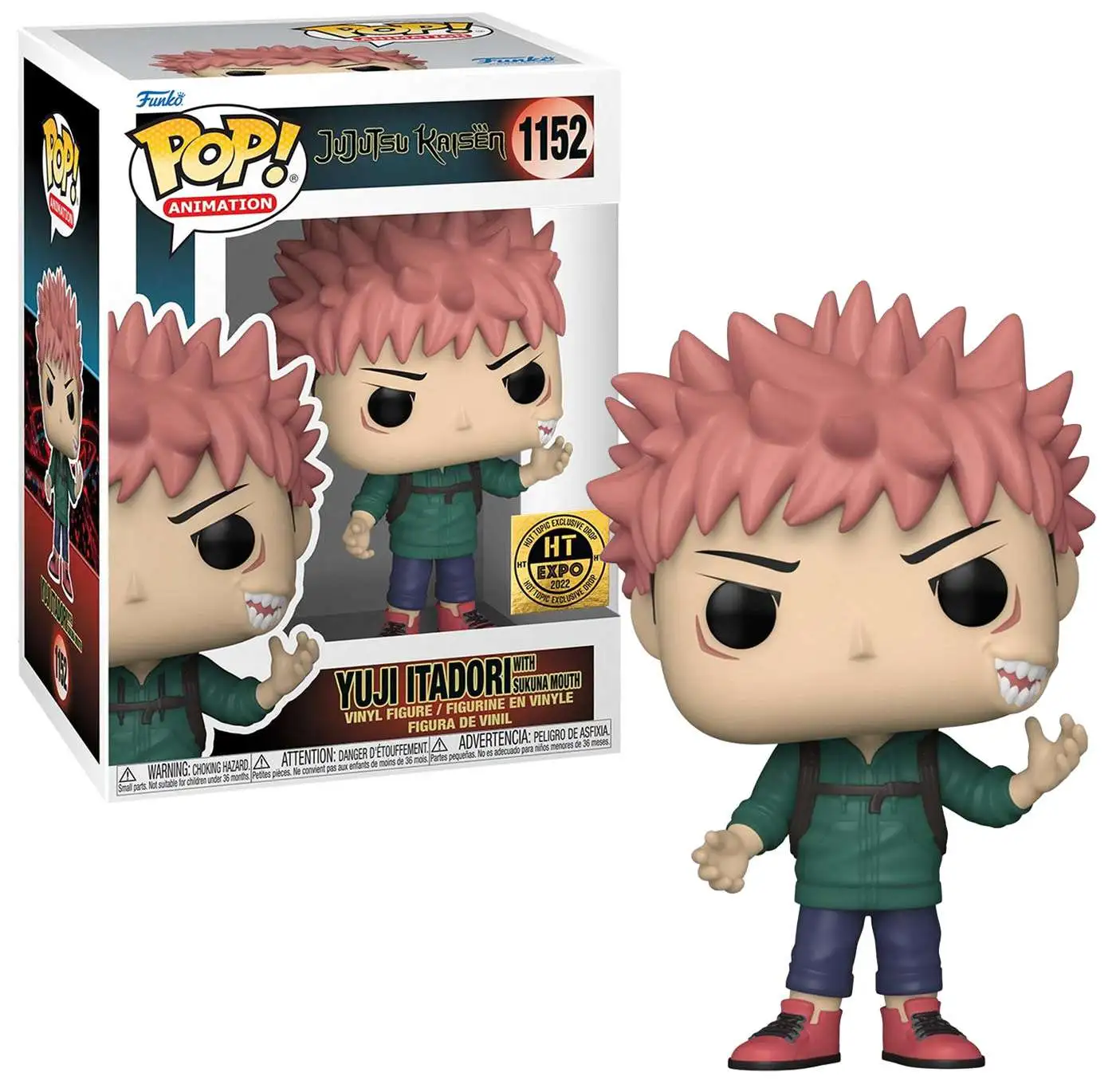 Funko Pop! Animation Jujutsu Kaisen - Yuji Itadori w/ Sukuna Mouth #1152 Hot Topic Exclusive