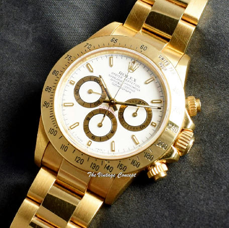 Rolex Daytona 18K Yellow Gold White Dial 16528 w/ Bracelet & Rolex Service Card from 1997 16528_C03709