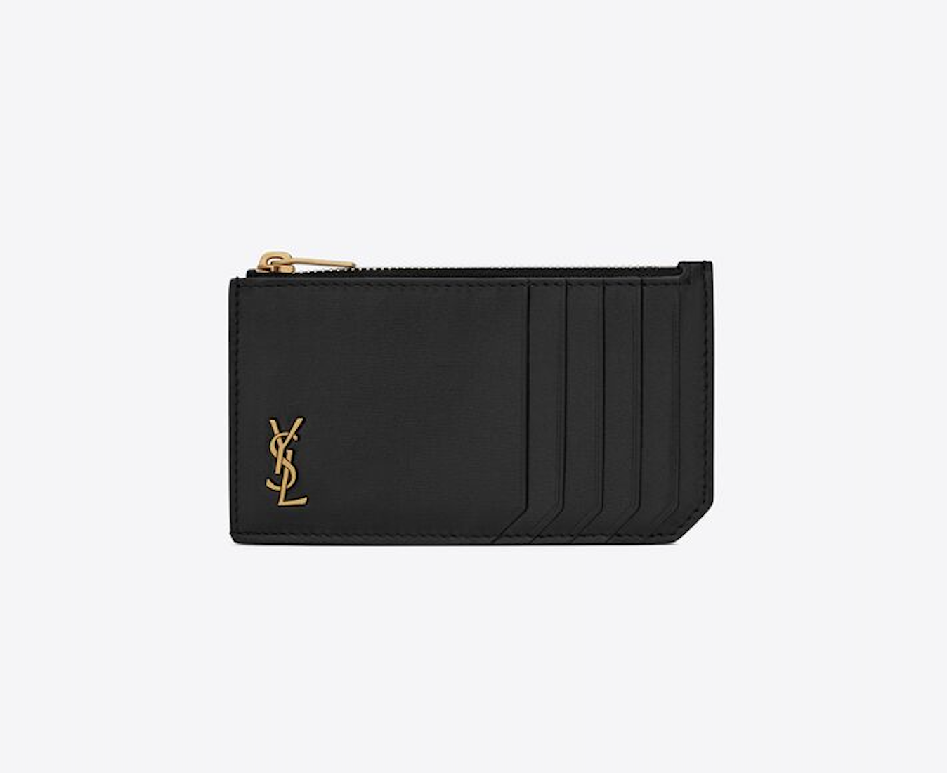 100% Brand new YSL Tiny Cassandre zipped fragments credit card case in shiny leather 