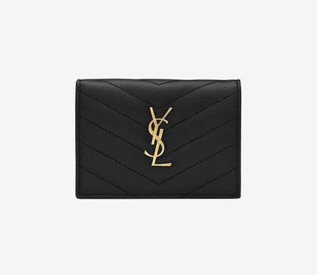 100% Brand new YSL Cassandre Matelassé flap card case in grain de poudre Embossed Leather 