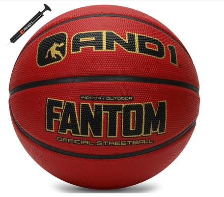 AND1 Fantom Rubber Basketball with pump_Burgundy