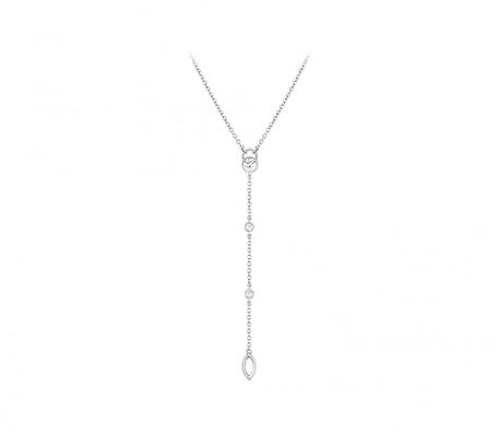 CO tie necklace in white gold