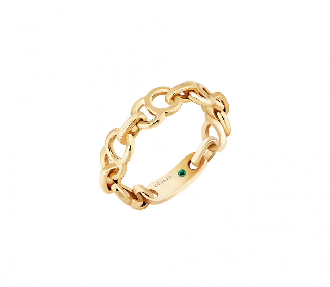 CELESTE chain ring in yellow gold