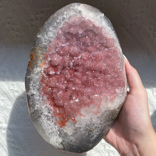 Collector's Pink Amethyst Geode (With stand)