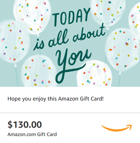 Amazon.com eGift Card ($130) specially for you 4.0